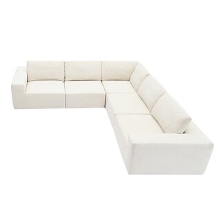 Multi-seat Couch Modular Legless Sofa Terry Cloth Fabric Sofa, Beige ...