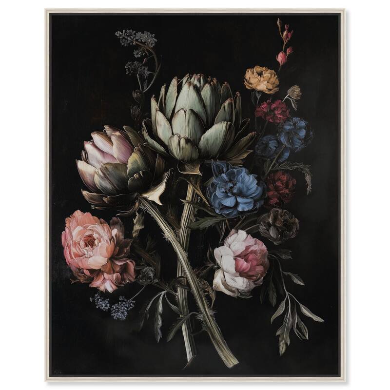 Moody Artichoke III Canvas by Art Remedy - 24" x 30" - Silver