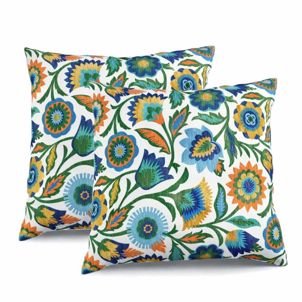 2 Pack Throw Pillows, Waterproof & Fade-Resistant Patio Cushions- Soft & Comfortable Decorative Pillow Covers (18x18")