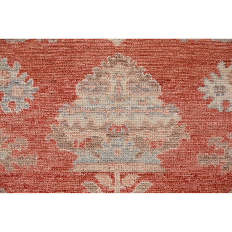 Hand Knotted Oriental 100% Wool Carpet Transitional Geometric Oranges & Rust Oushak Area Rug - 10' 2'' X 8' 4''