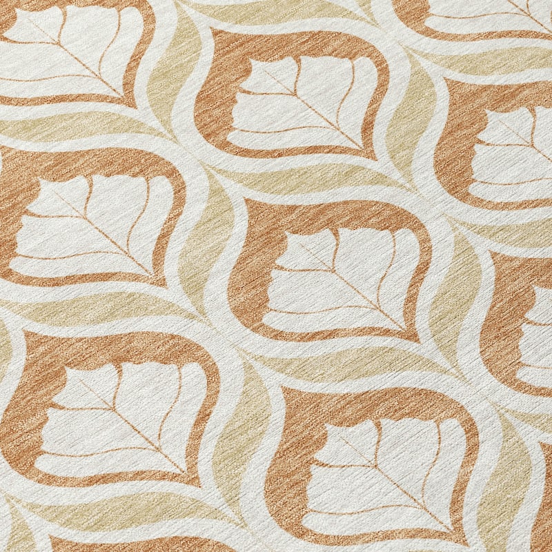 Machine Washable Indoor/ Outdoor Modern Trellis Chantille Rug