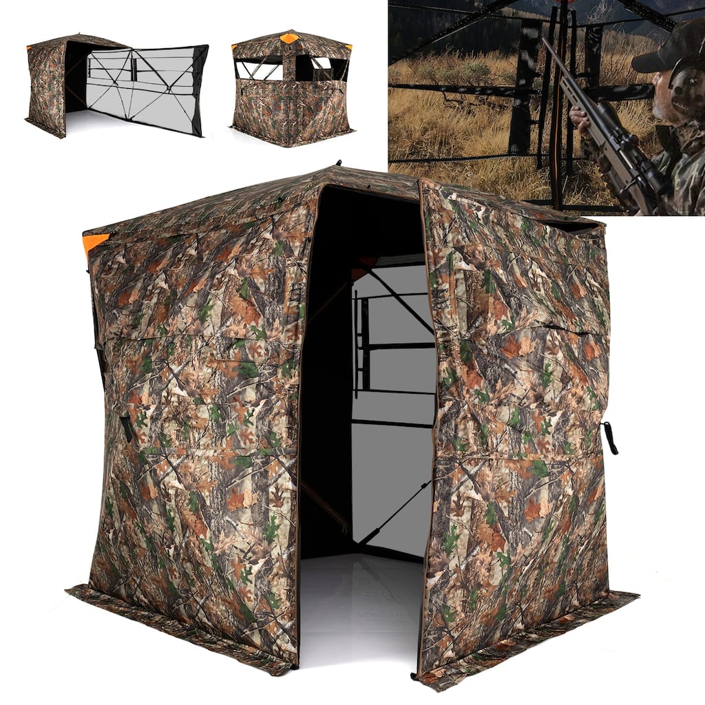 Gymax Hunting Blind 270 Degree Silent See-Through w/90 Degree