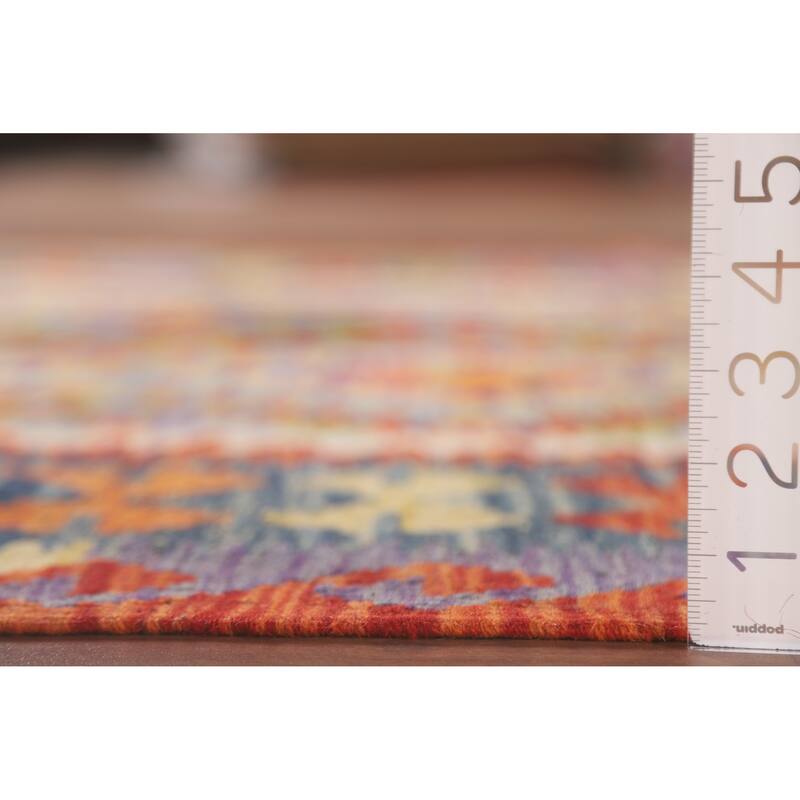Hand Woven Oriental 100% Wool Carpet Southwestern Geometric Oranges & Rust Kilim Area Rug - 6' 6'' X 5' 0''