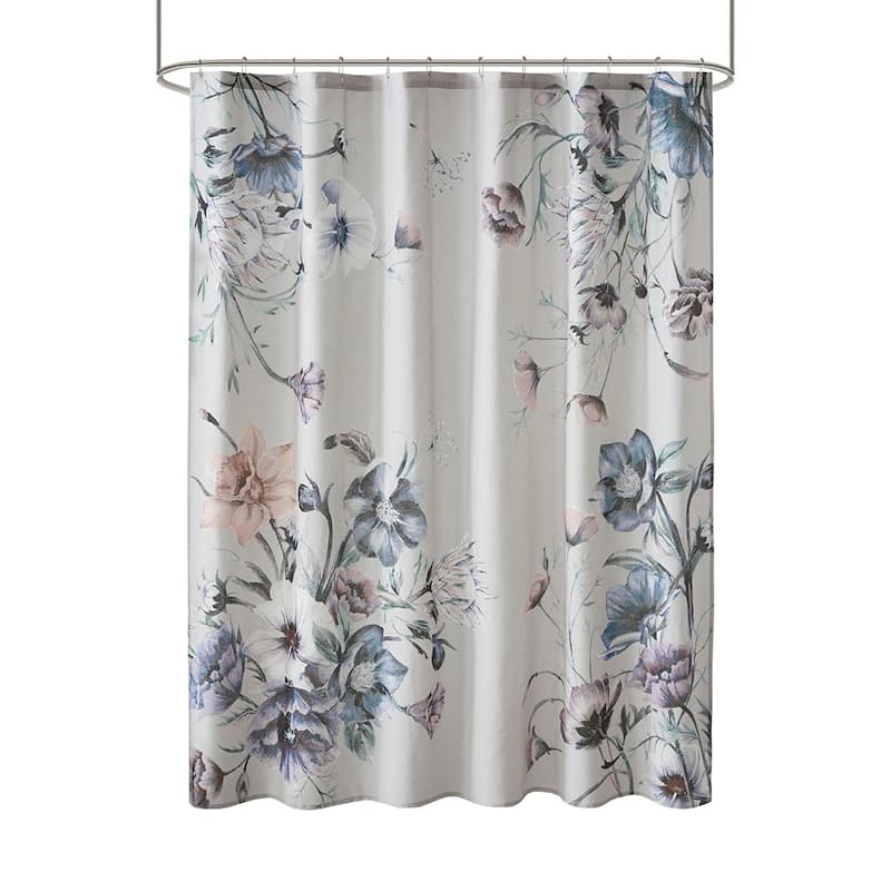 Floral Printed Cotton Shower Curtain