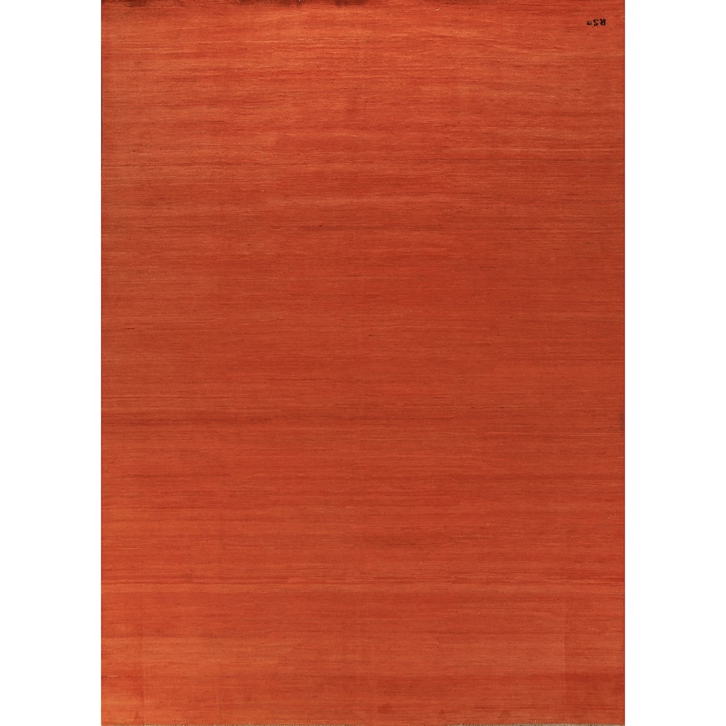 Modern Orange Gabbeh Oriental Area Rug Handmade Wool Carpet - 8'4" x 11'4"