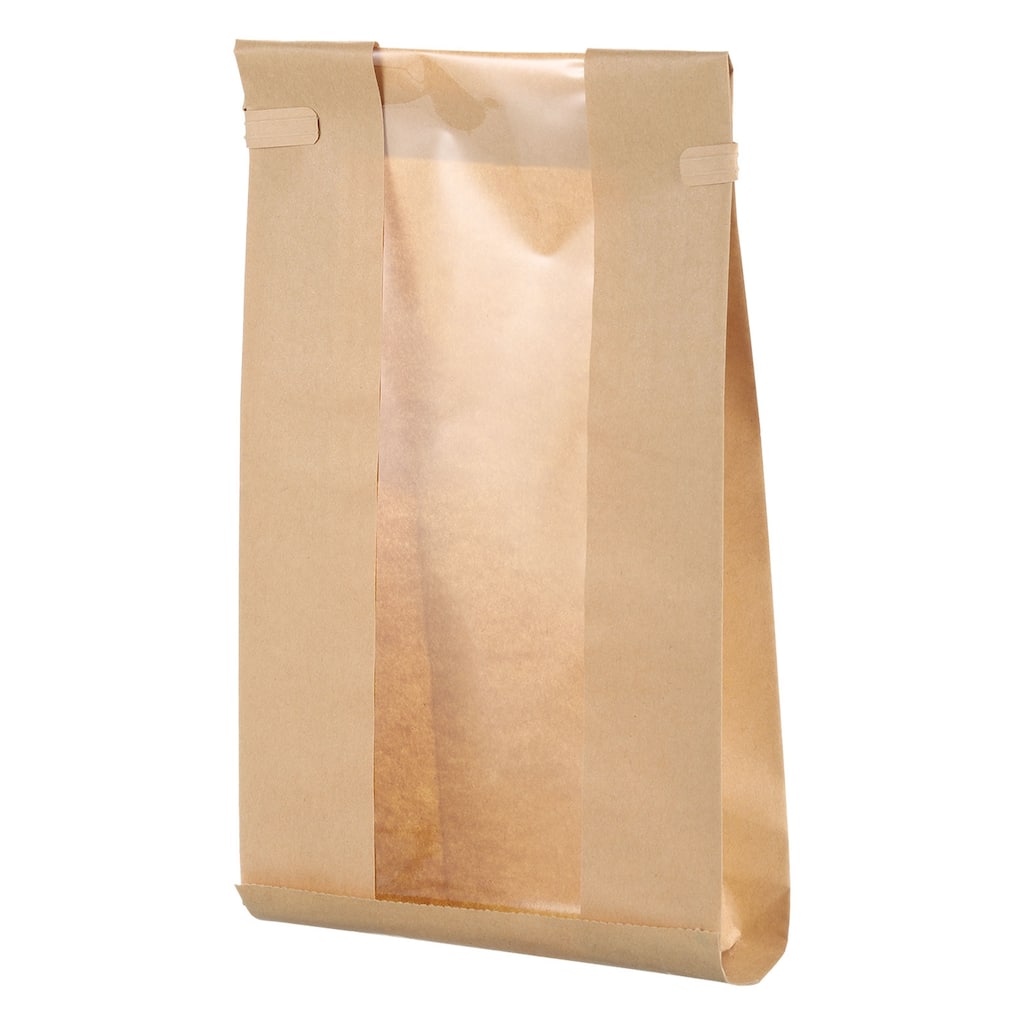 Bakery Bags with Window, Tin Tie Tab Lock Bags, Brown