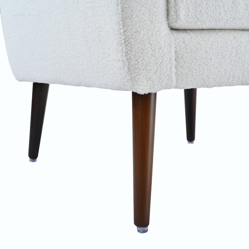 Teddy Fabric Accent Chair with Wooden Legs and Mid-Century Lounge Chair (275lb Capacity)