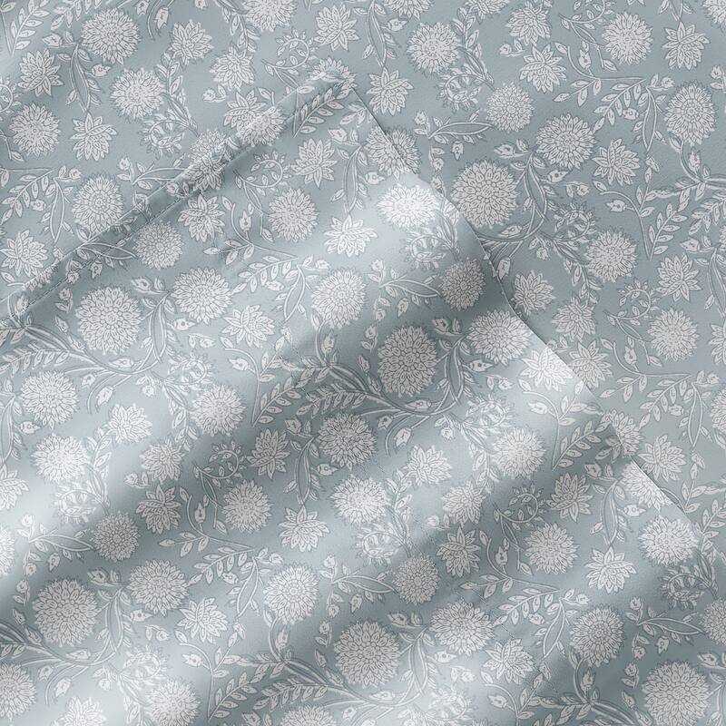 Becky Cameron 300TC Cotton Patterned Sheet Set - Bohemian Garden Blue - California King