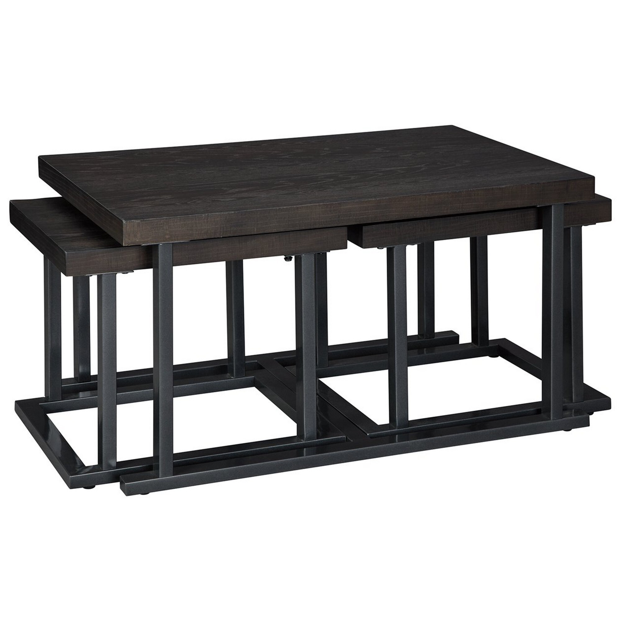 Shop Black Friday Deals On 3 Piece Wooden Coffee Table Set With 2 Stools Brown And Black Overstock 32083941
