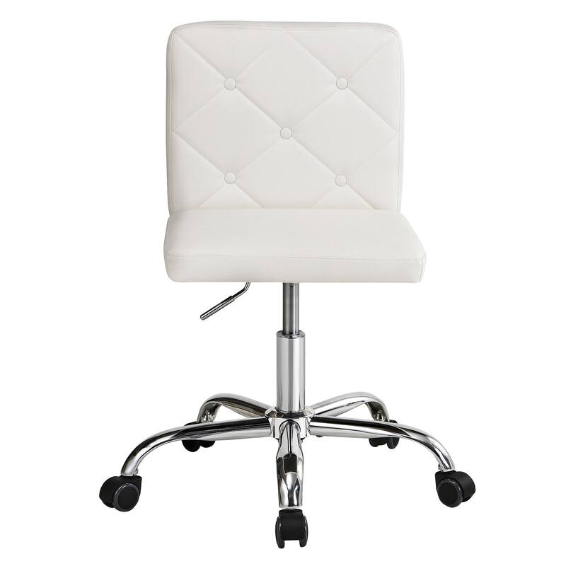 Javlergo Armless Office Desk Chair, PU Leather Mid-Back Adjustable Height 360° Rolling Swivel for Home Office Work