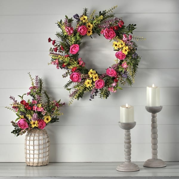 slide 2 of 4, 24" Summer Flower Fruit Punch Wreath
