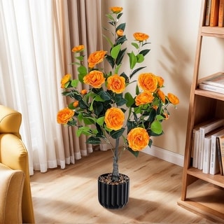 36 in Faux Camellia Plant in Pot 2 Pack - 26.5