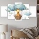 preview thumbnail 1 of 10, Designart "Nursery Adorable Giraffe II" Children Metal Wall Décor Set 60 In. Wide X 32 In. High - 5 Panels Diamond Shape