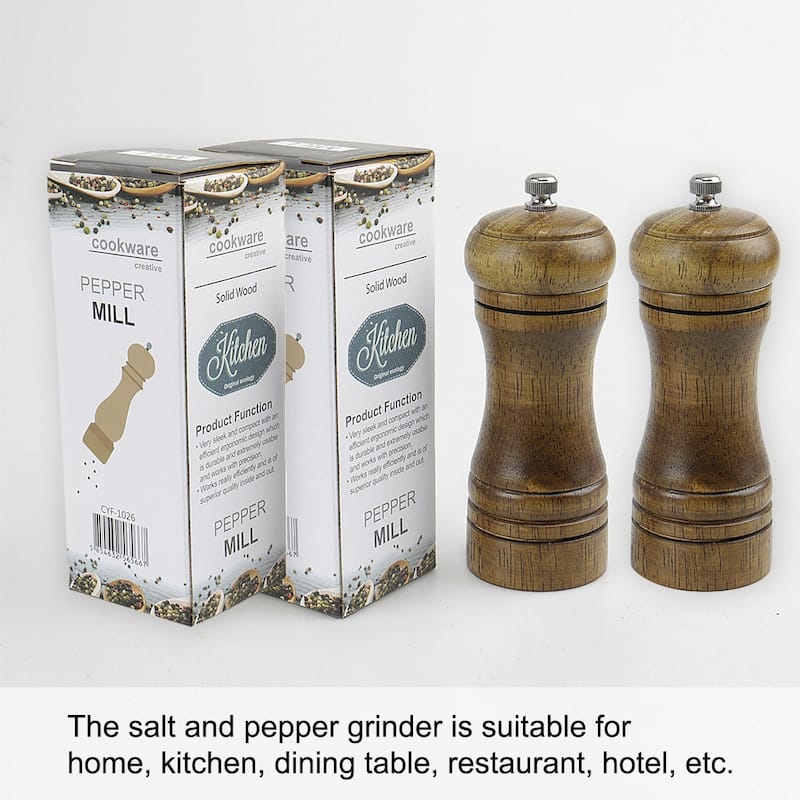 Salt and Pepper Grinder Wooden Mills Dispenser w Adjustable Coarseness