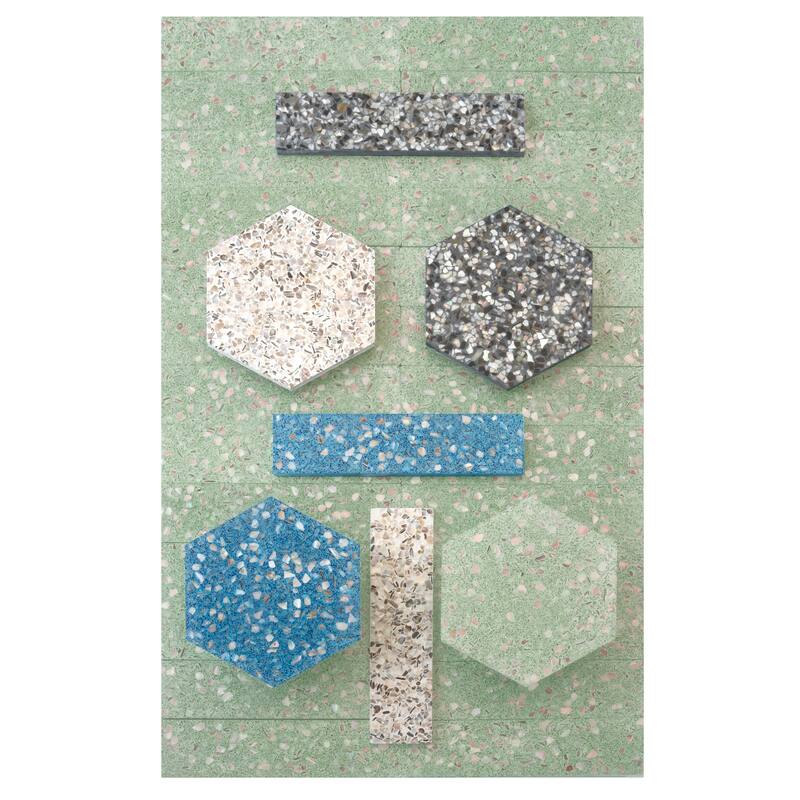 Amalfi 3x12 in. Glossy Shell, Terrazzo Elongated Subway Wall and Floor Tile (5 sq ft/case, 20-Pack)