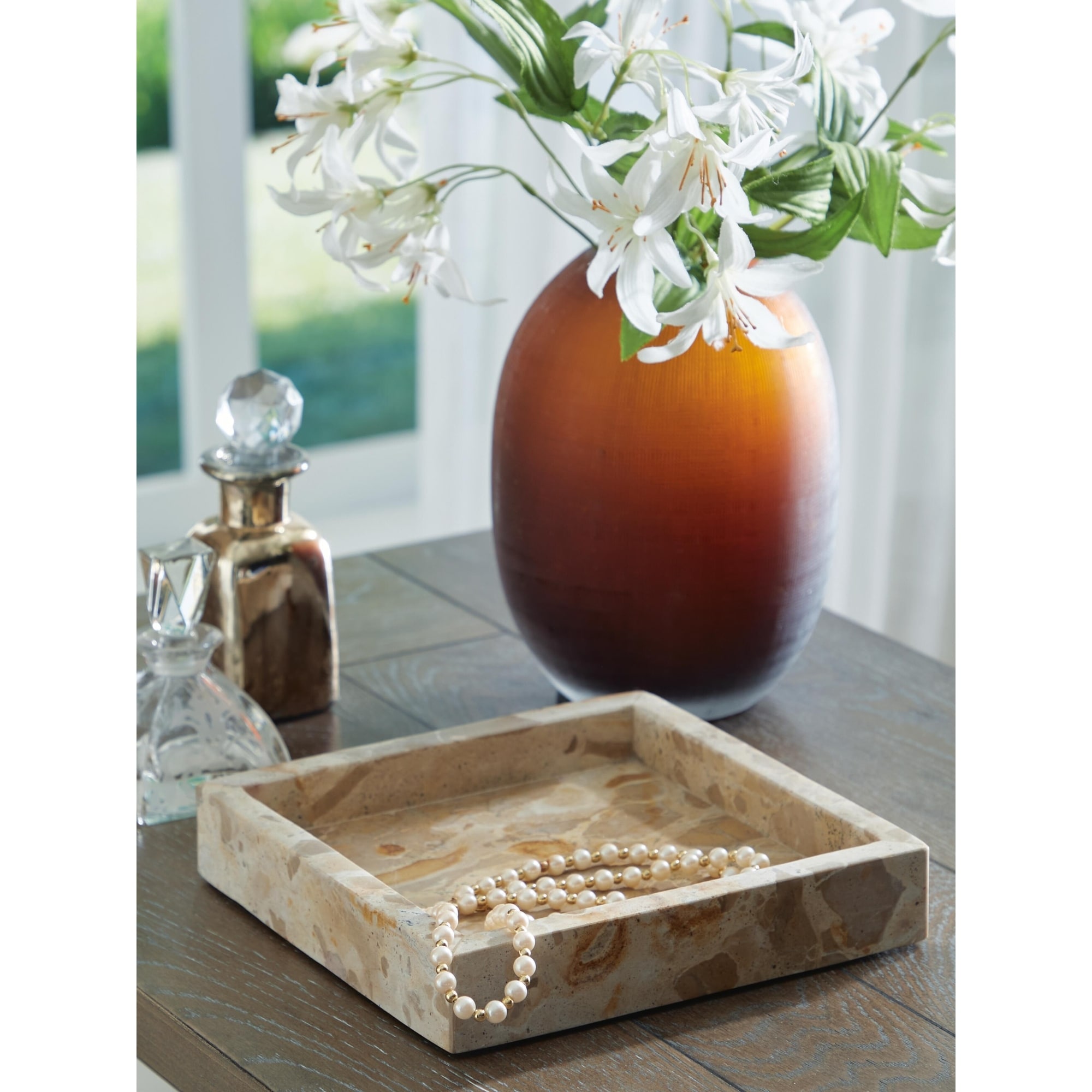 Signature Design by Ashley Edurton Beige Tray (Set of 2) - 8" W x 8" D x 1.5" H