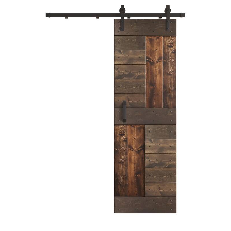 Coast Sequoia 24in./30in./36in./42in. x 84in. S Series Multi-Color Pine Wood Sliding Barn Door With Hardware Kit - 24in. x 84in. - Kona Coffee/Smoky Gray