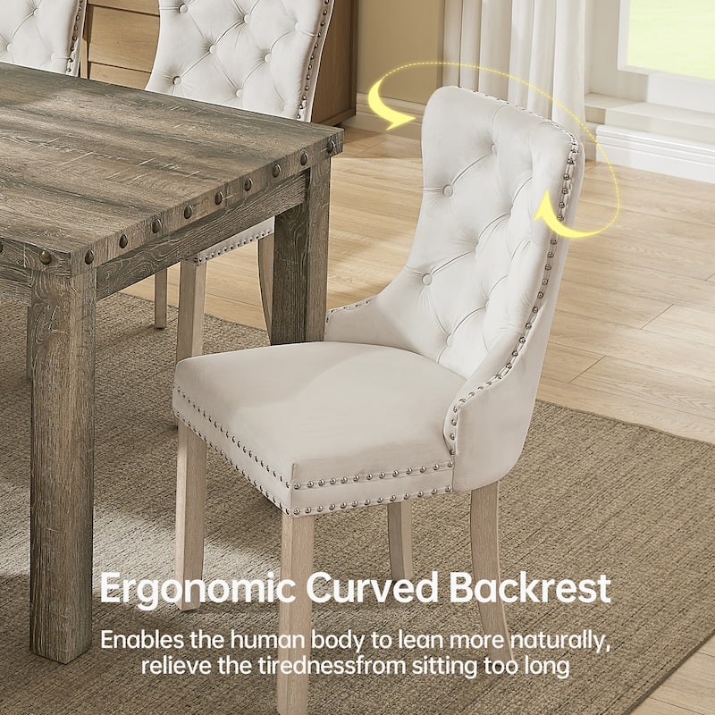 Morden Fort Tufted Dining Chair, Accent Chairs with Studded Trim and Pull Ring