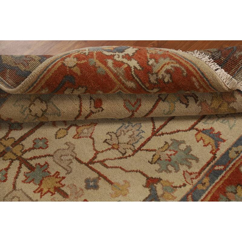 Hand Knotted Oriental 100% Wool Carpet Traditional Floral Beige & Ivories Heriz (serapi) Area Rug - 8' 0'' X 4' 10''