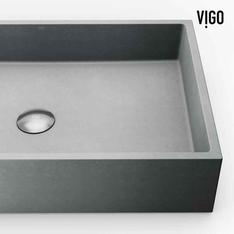 VIGO Orvieto 24"L x 15"W x 5"H Concreto Stone Rectangular Bathroom Vessel Sink