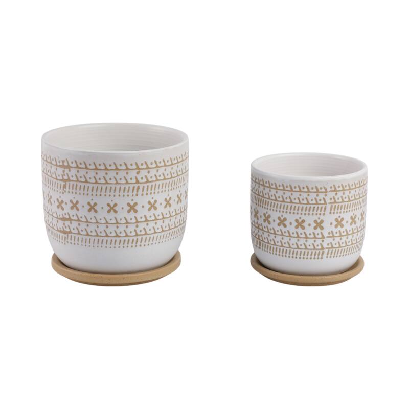 Ceramic Circular Saucer Planters Set of 2 - 6/8 in.