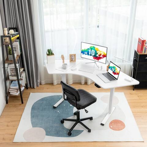 Gymax Dual-Motor L Shaped Standing Desk Ergonomic Sit Stand Computer