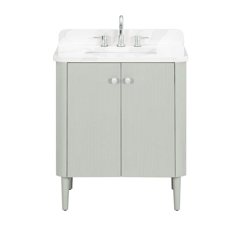 Haley Bathroom Vanity in Soft Sage with Alluring Quartz Top
