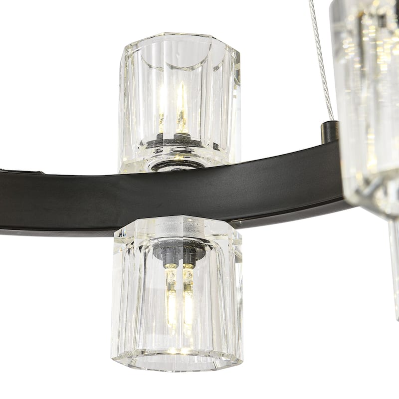 30 - Light Double - Ring Clear Crystal Chandelier