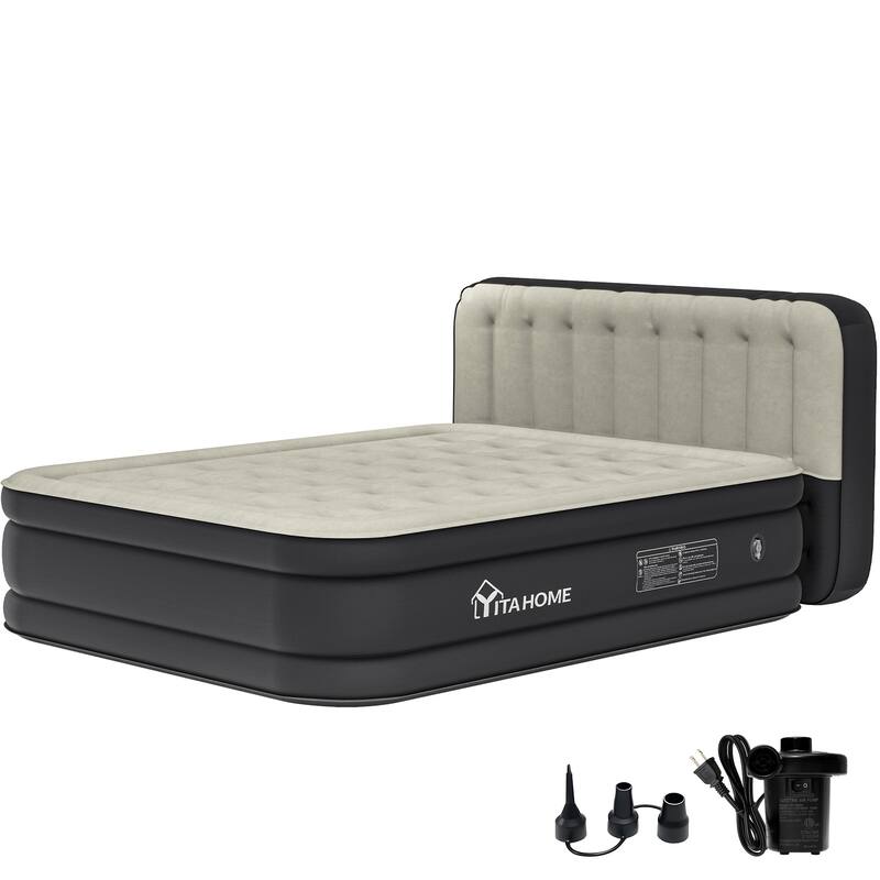 Queen Air Mattress with 31.4" Air Headboard - Black