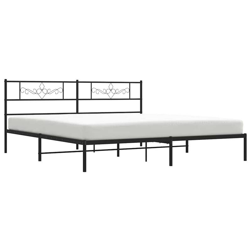 vidaXL 12 Inches Black King Size Metal Bed Frame No Mattress - 81.5" x 78" x 35.4"