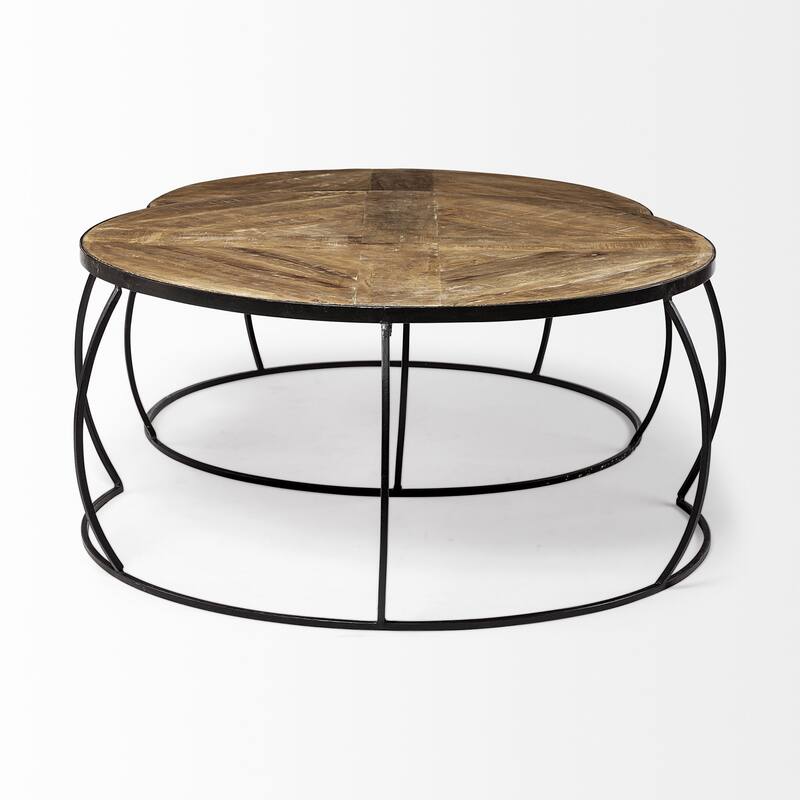 HomeRoots S2 41" & 38" Round Wood Top Nesting Coffee Tables - 41.00 in. x 19.50 in. x 41.00 in.