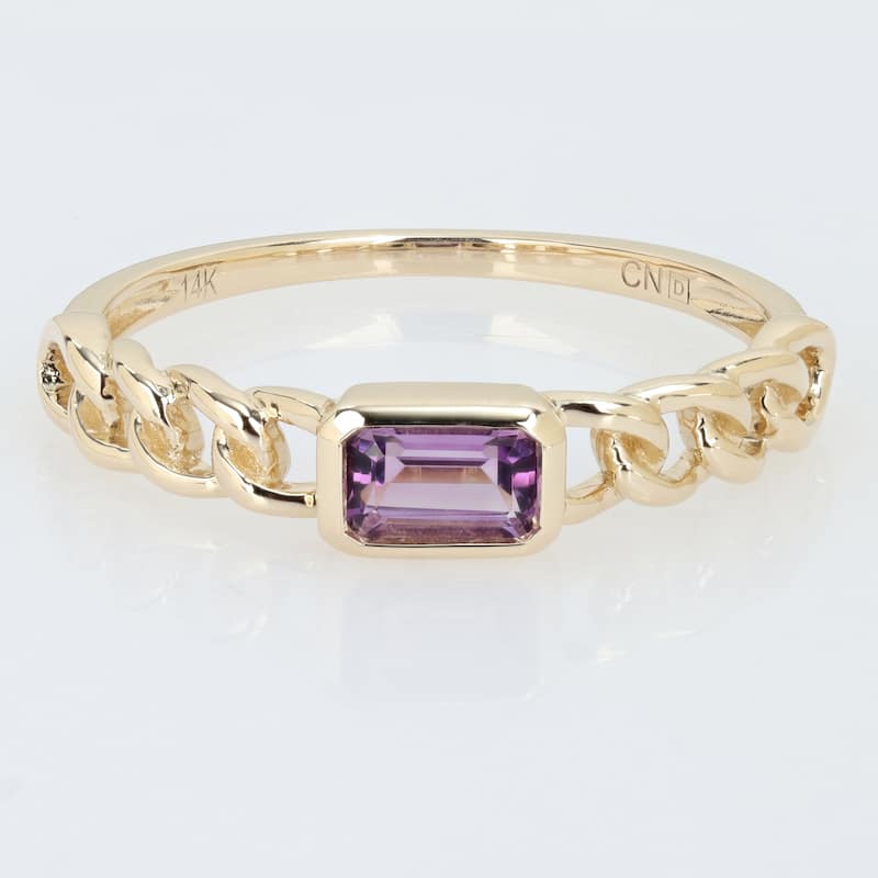 Miadora Octagon Gemstone Engagement Link Ring in 14k Yellow Gold