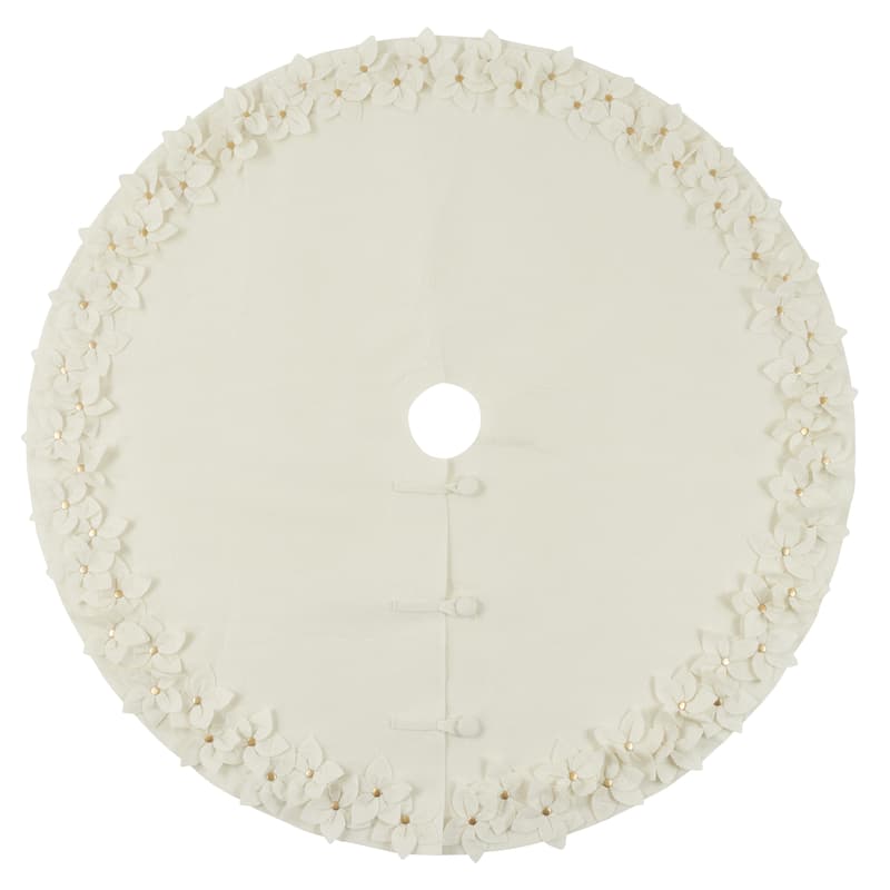 Christmas Tree Skirt With Felt Flower Design