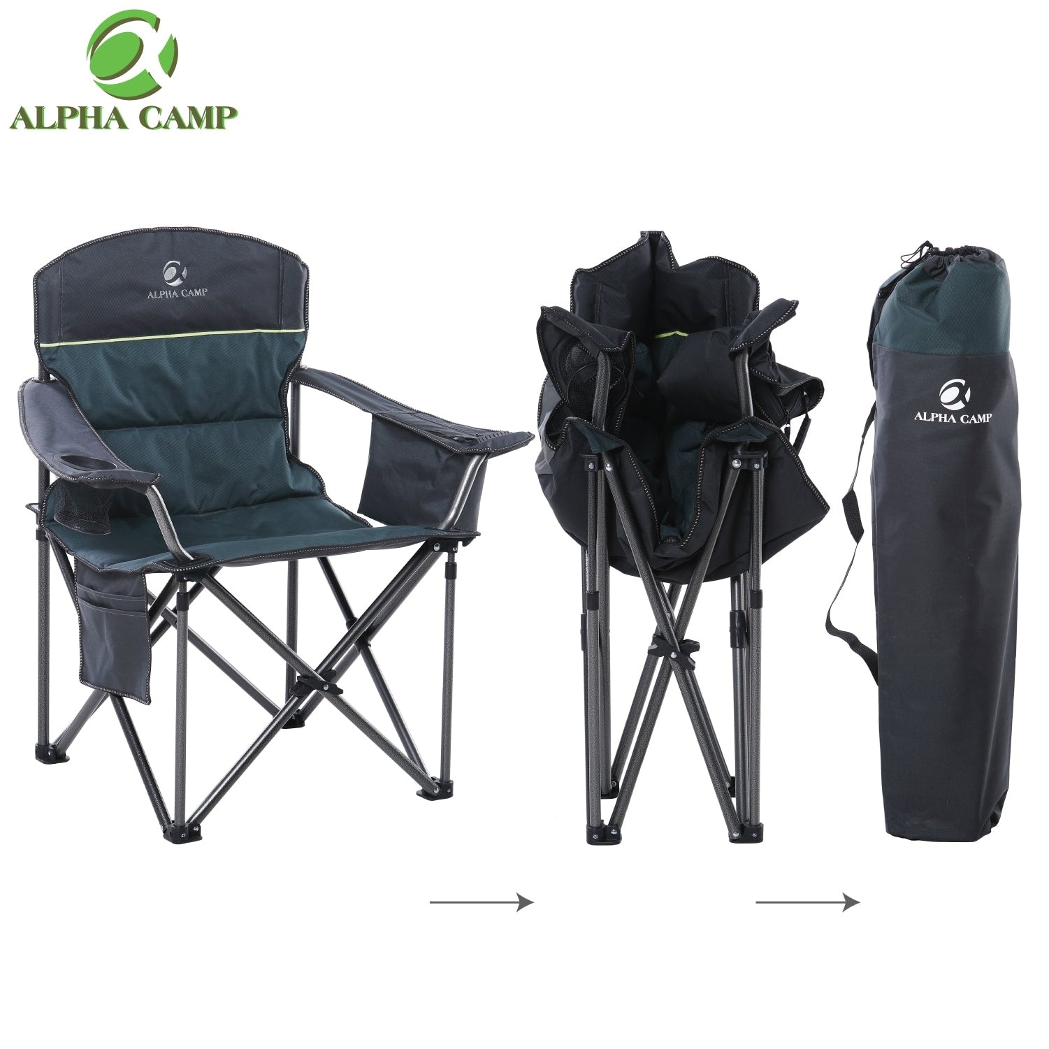 Oversized Camping Folding Chair Heavy Duty Support 450 LBS Steel Frame Collapsible Padded Arm Chair with Cup Holder Bed Bath Beyond 34178172