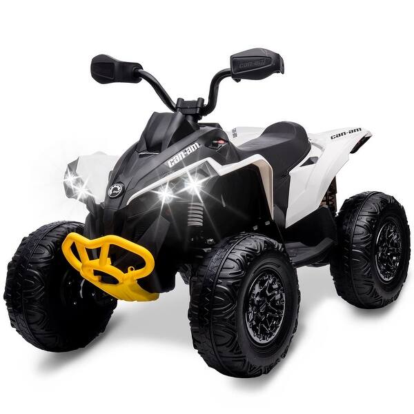 slide 2 of 30, 12V Ride on Toy Car 4 Wheeler Quad Electric Vehicle White