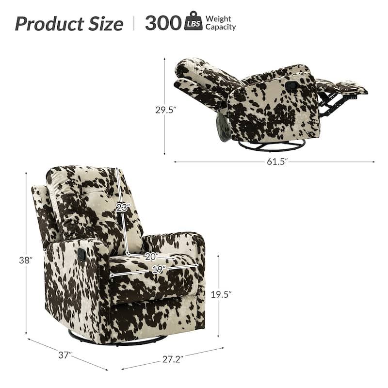 Arlette Floral Manual Swivel Recliner with Tufted Back Set of 2