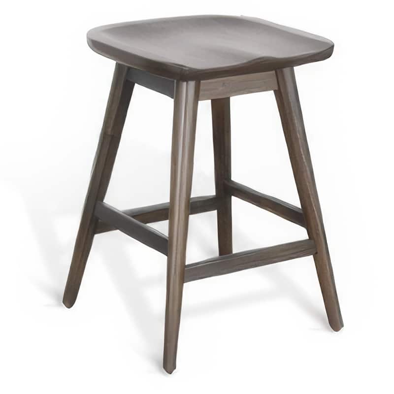 Ameri Counter Height Stool Set of 2, Saddle Seat, Dark Brown Mahogany