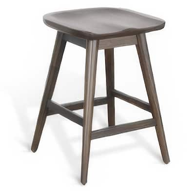 Ameri Counter Height Stool Set of 2, Saddle Seat, Dark Brown Mahogany