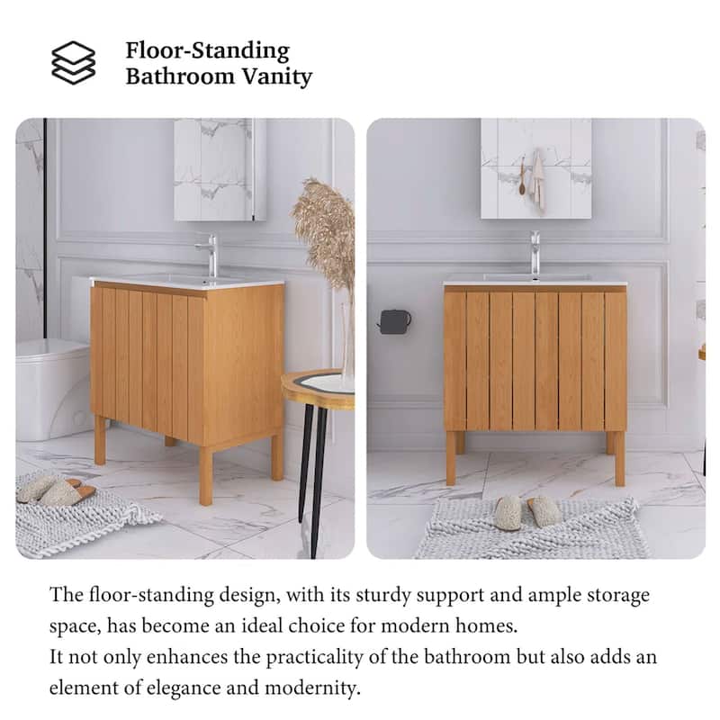 30" Freestanding Bathroom Vanity with White Ceramic Sink - 29.92'' x 18.31'' x 33.46''