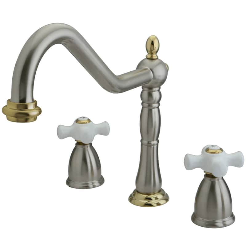 Kingston Brass Heritage Deck Mount Widespread Kitchen Faucet