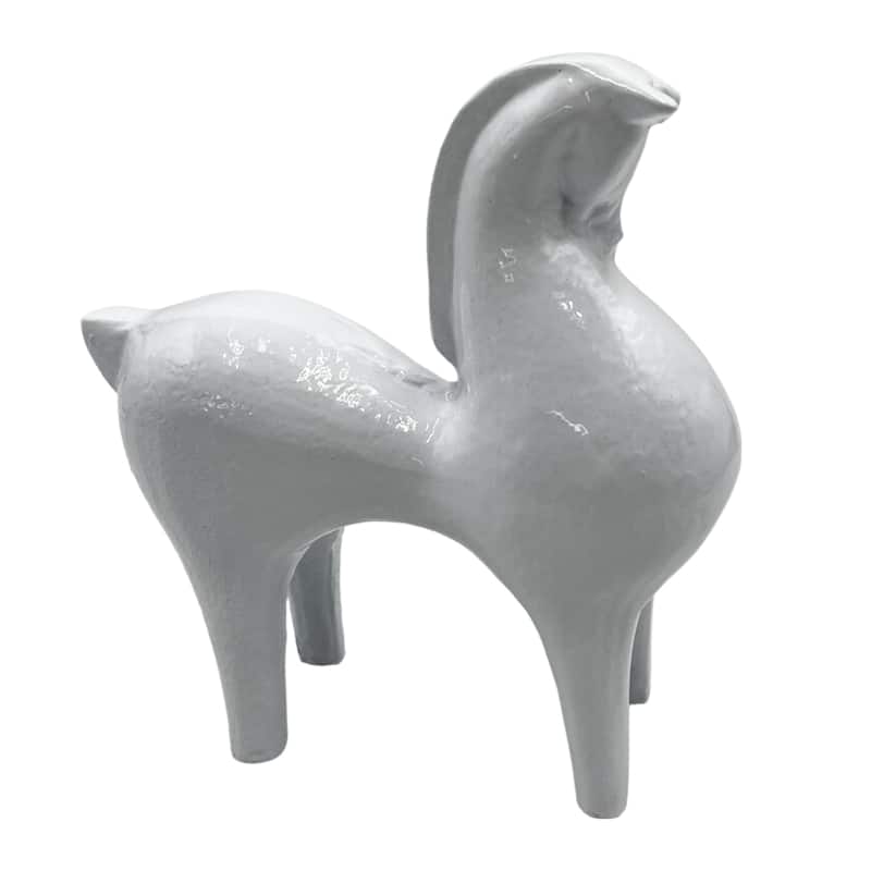 Decorative Handmade Aluminum 7 inch Modern Horse Sculpture - 7 x 3 x 7 in - White