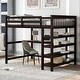 preview thumbnail 3 of 14, Industrial Modern Full Size Loft Bed with Storage Shelves and Under-bed Desk, Sturdy Construction & Safety Guaranteed, Black