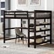 preview thumbnail 74 of 82, Space-Saving Loft Bed with Storage Shelves and Desk, Solid Wood Loft Bed Frame with Ladder and Guardrail for Kids Teens Adults