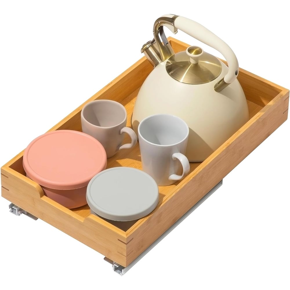 Hold N' Storage Bamboo Wooden Pull out Cabinet Organizer - Requires At Least a 21"D Cabinet Opening