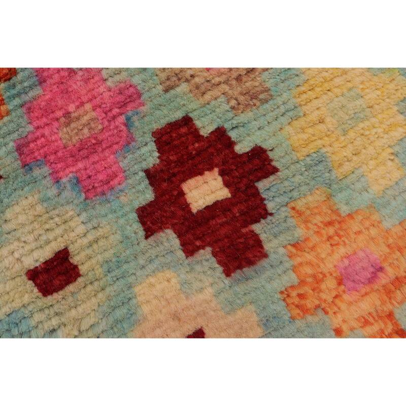 Modern Balochi Costa Blue/Red Hand Knotted Wool Rug - 3'2'' x 4'10''