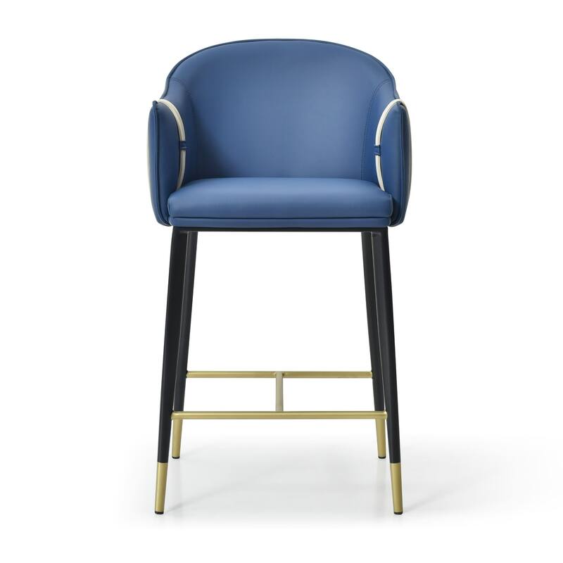 Modrest Calderon Modern Blue & Beige Vegan Leather Counter Chair