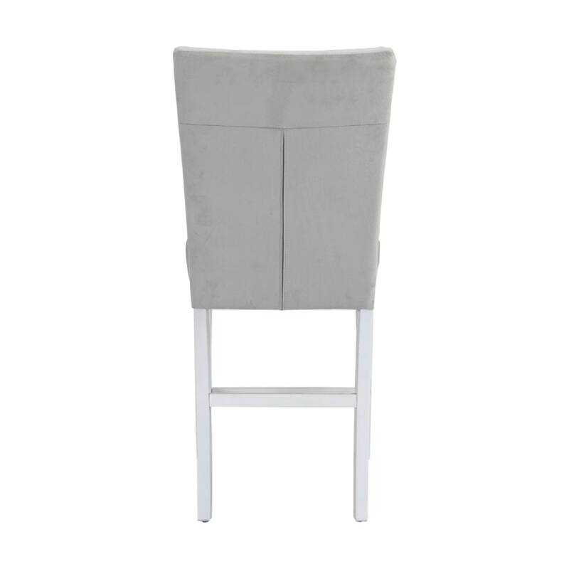 Zav 19 Inch Upholstered Counter Chair, Channel Stitching, Set of 2, Grey