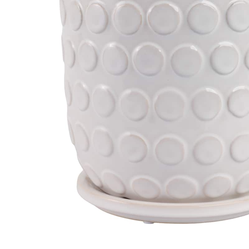 Ceramic Saucer Planters Circular Design Indoor Decor (Set of 2)