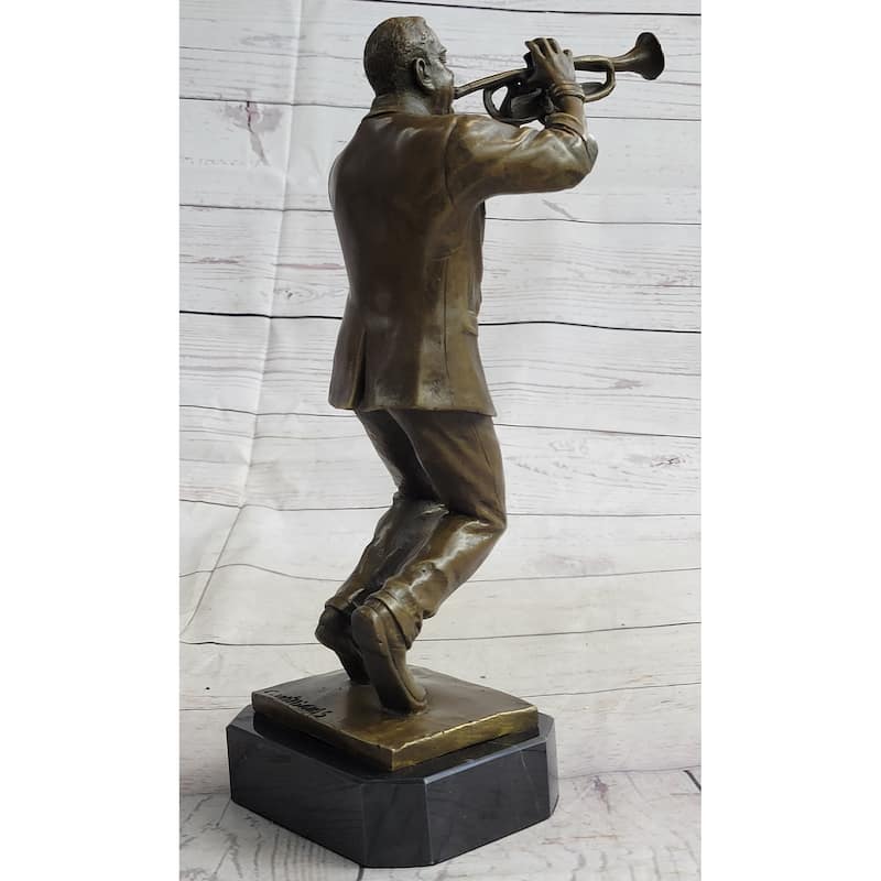 African American Jazz Trumpet Player Trumpeter Bronze Sculpture Statue Musician Decor