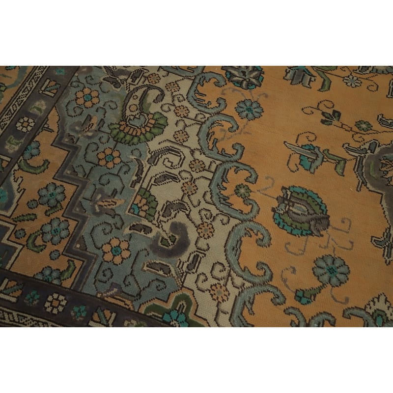 Hand Knotted Oriental 100% Wool Carpet Traditional Floral Oranges & Rust Tabriz Area Rug - 12' 10'' X 9' 9''